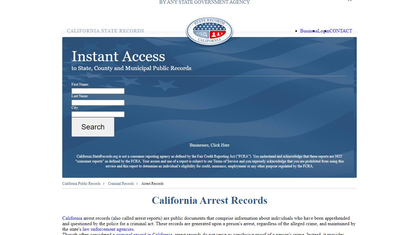 California Arrest Records | StateRecords.org